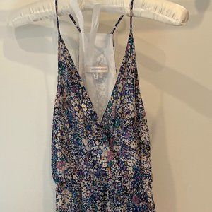 Lavender Brown Bi-level Ruffle Detail Halter Dress